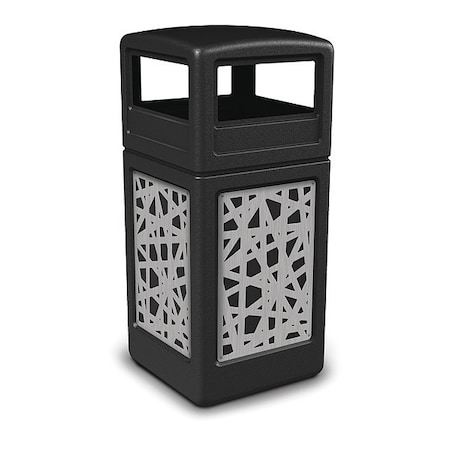 Commercial Zone Products 42 gal Square Outdoor Can, Black, Stainless Steel 732926199