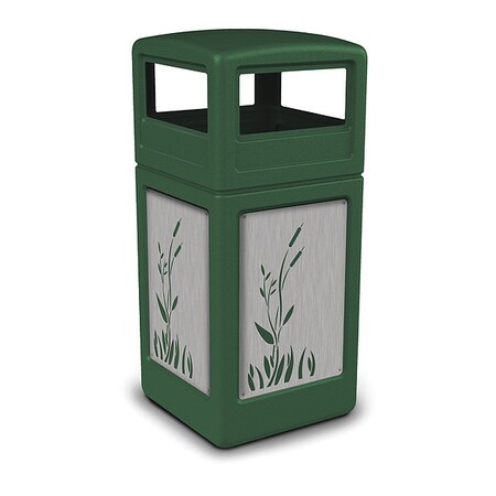 Commercial Zone Products 42 gal Square Outdoor Can, Green, Stainless Steel 732996099