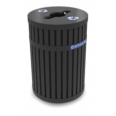 Commercial Zone Products 45 gal Recycling Bin, Black, Steel 728201