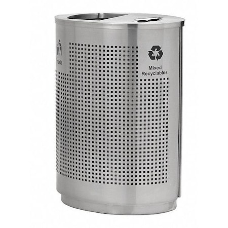 Commercial Zone Products 40 gal Recycling Bin, Silver, Stainless Steel 782429