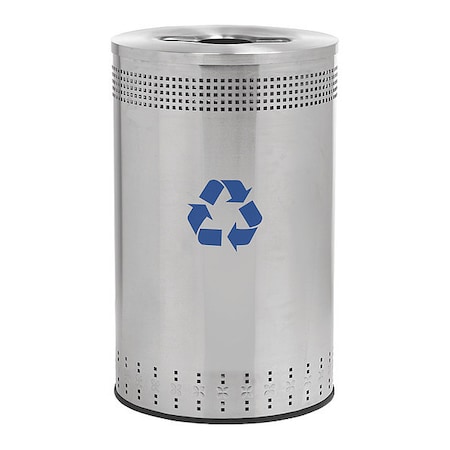 Commercial Zone Products 45 gal Recycling Bin, Silver, Stainless Steel 782729