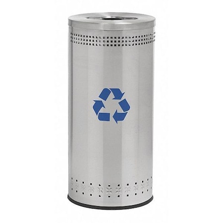 Commercial Zone Products 25 gal Recycling Bin, Silver, Stainless Steel 78182999