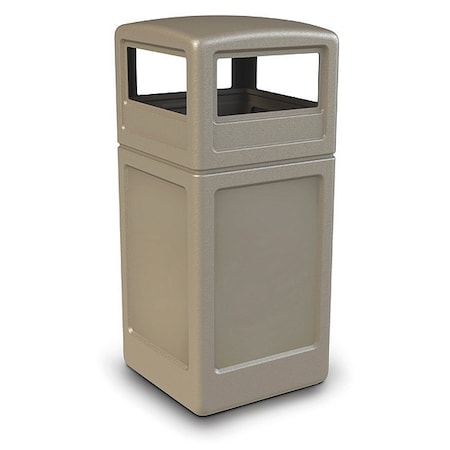 Commercial Zone Products PolyTec Trash Container, 42-Gallon Square, Dome Lid, Beige 73290299