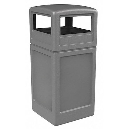 Commercial Zone Products PolyTec Trash Container, 42-Gallon Square, Dome Lid, Gray 73290399