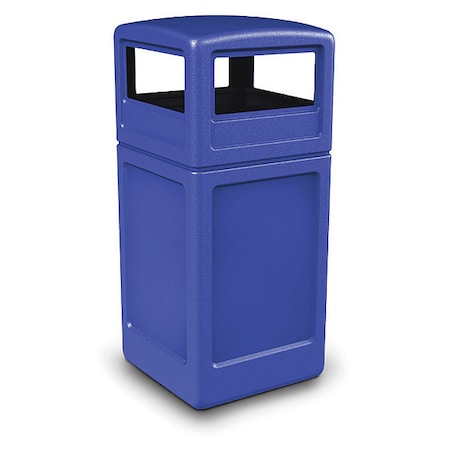 Commercial Zone Products PolyTec Trash Container, 42-Gallon Square, Dome Lid, Blue 73290499