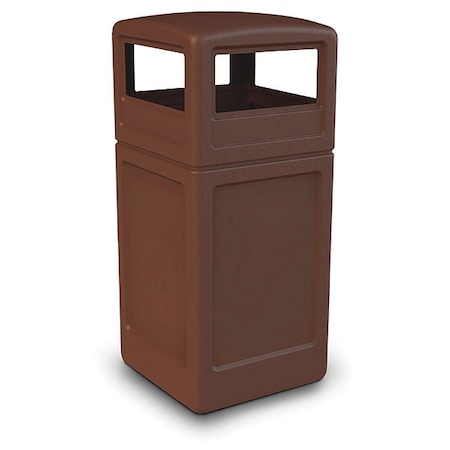 Commercial Zone Products PolyTec Trash Container, 42-Gallon Square, Dome Lid, Brown 73293799