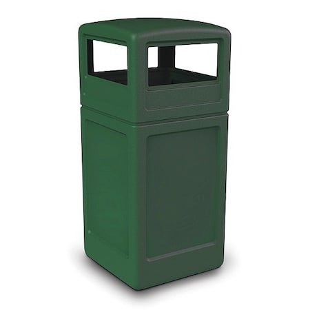 Commercial Zone Products PolyTec Trash Container, 42-Gallon Square, Dome Lid, Green 73295399