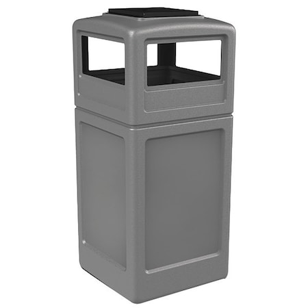 Commercial Zone Products PolyTec Trash Container, 42-Gallon Square, Ashtray Lid, Gray 73300399