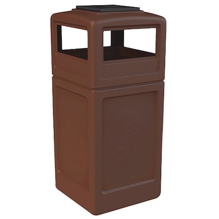 Commercial Zone Products PolyTec Trash Container, 42-Gallon Square, Ashtray Lid, Brown 73303799