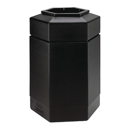 Commercial Zone Products PolyTec(TM) 30  gal Hexagon Institutional Plastic Can, Black, Open Top, Polyethylene, 20 in 737101