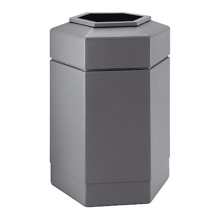 Commercial Zone Products PolyTec Trash Container, 30-Gallon Hex, Open-Top Lid, Gray 737103