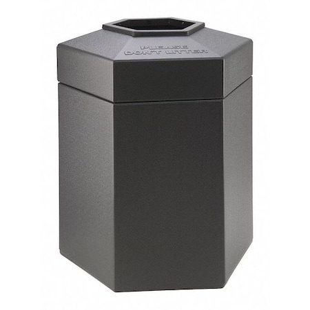 Commercial Zone Products PolyTec Trash Container, Large 45-Gallon Large Hex, Open-Top Lid, Charcoal 737224