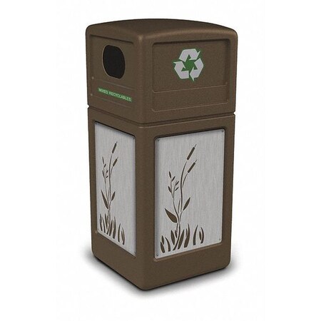 COMMERCIAL ZONE PRODUCTS 42 gal Recycling Bin, Brown, Stainless Steel 746196299