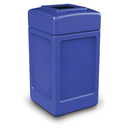 Commercial Zone Products PolyTec 42-Gallon Trash Can: Square, Open-Top Lid, Blue 732104