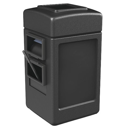 Commercial Zone Products 45 gal Square Outdoor Can, Black, Polyethylene, 18 1/2 in 755101