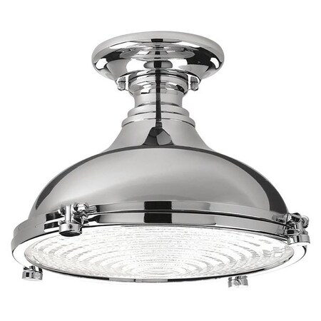 Progress Lighting Fresnel Lens One-Light Semi-Flush, Chrome P350033-015-30