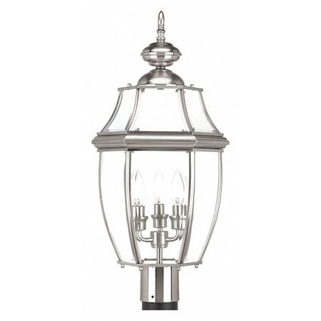 Progress Lighting New Haven Three-Light Post Light, Nickel P6433-09