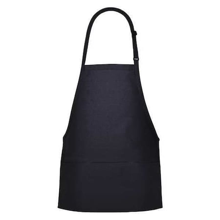 Deltaplus Bib Apron, 3-Pocket, F10XL, Black, 65/35 Poly-Cotton Twill, Black, 27 in, Xl 18161