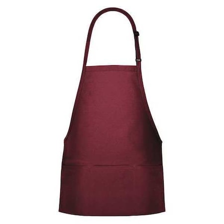 Deltaplus Bib Apron, 3-Pocket, F10XL, Burgundy, 65/35 Poly-Cotton Twill, Burgundy, 27 in, Xl 18163