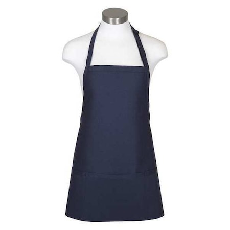 Deltaplus Bib Apron, 3-Pocket, F10XL, Navy, 65/35 Poly-Cotton Twill, Navy, 27 in, Xl 18164