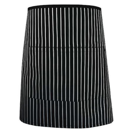 Deltaplus Bistro Apron, F24, BW Chalkstripe, 65/35 Poly-Cotton Twill, Chalk Stripe, 32 in, 32 in x 28 in 25107