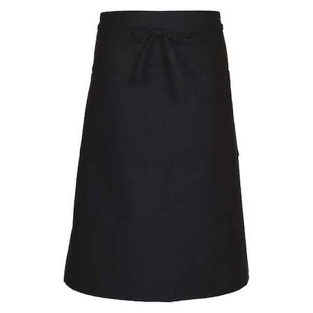 Deltaplus Bistro Apron, Patch Pocket, F68, Black, 65/35 Poly-Cotton Twill, Black, 29 in, 29 in x 29-1/2 in 23251