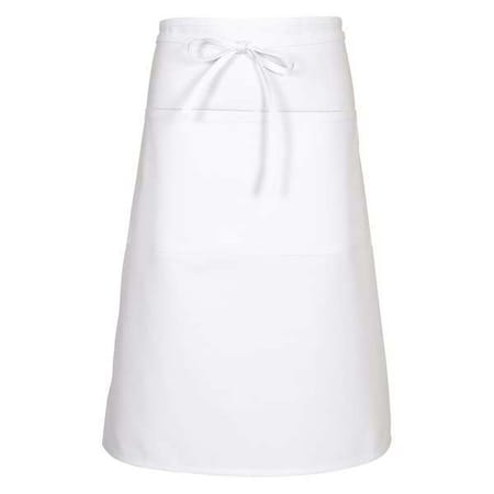 Deltaplus Bistro Apron, Patch Pocket, F68, White, 65/35 Poly-Cotton Twill, White, 29 in, 29 in x 29-1/2 in 18805