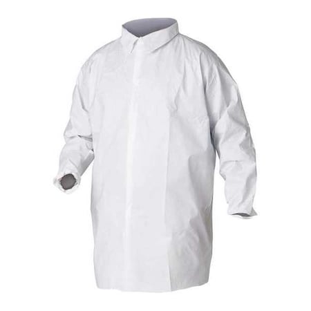 Kleenguard KleenGuard A40 Disposable Lab Coat, Microporous Film Laminate, Snaps Closure, White, M, 30 PK 44442