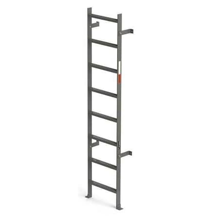 Ega 96" Overall H, Vertical Ladder, Rail Ext, Steel, 8 ft., Steel, 8 Steps, 300 lb. Load Capacity MVMS8