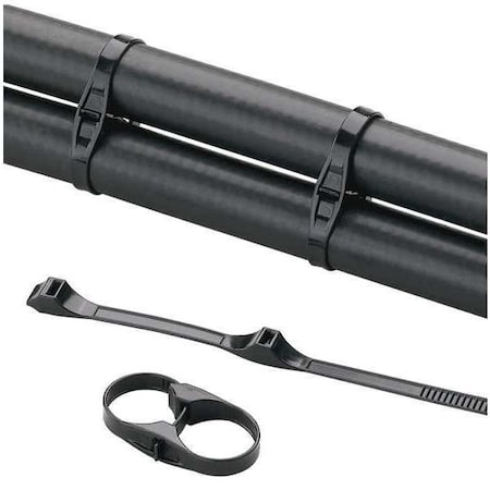 Panduit Cable Tie, 11 in L, 127 mm Max Bundle Dia., Black, Nylon 6/6, 100 lb Strength, 500 PK DHC1.12X1.75-D0