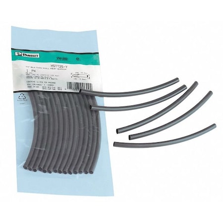Panduit Heat Shrink Tube, Thin Wall, 2:1 I.D. Shrink Ratio, 1/4 in I.D. Before Shrinking, Black, 6 in HSTT25-Y