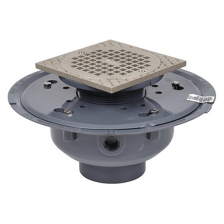 Oatey 3" or 4" Pipe Dia. PVC, Nickel Adjustable Drain 72173