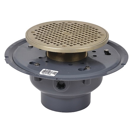 Oatey Round Drain, PVC, Nickel, 4", Pipe 72354