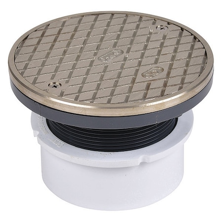 Oatey Adj PVC Cleanout, 4", w/Nl Cvr Rng 74169