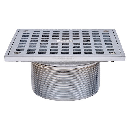 Oatey Cast Chrome Square, 6", w/Sq Strainer 82260