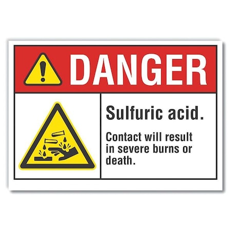 Lyle Sulfuric Acid Danger Label, 3 1/2 in Height, 5 in Width, Polyester, Horizontal Rectangle, English LCU4-0004-ND_5X3.5