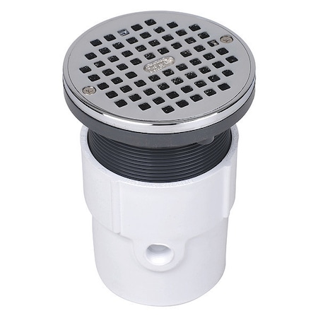Oatey 3" or 4" Pipe Dia. PVC, Chrome Adjustable Drain 72097
