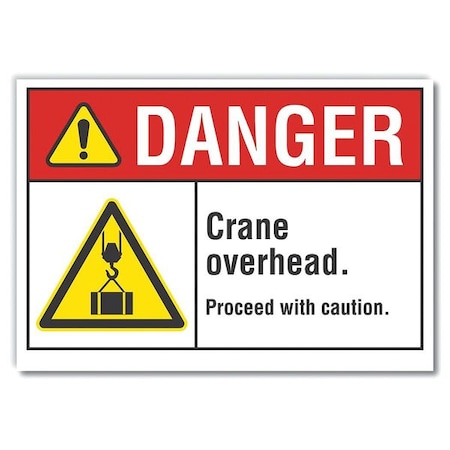 Lyle Crane & Hoists Danger Reflective Label, 3 1/2 in Height, 5 in Width, Reflective Sheeting, English LCU4-0039-RD_5X3.5