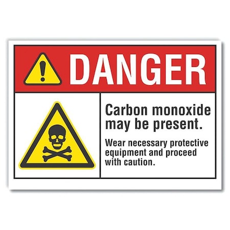 Lyle Carbon Monoxide Danger Label, 10 in Height, 14 in Width, Polyester, Horizontal Rectangle, English LCU4-0035-ND_14X10