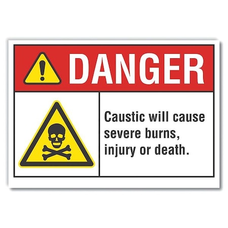 Lyle Caustic Danger Label, 7 in H, 10 in W, Polyester, Vertical Rectangle, English, LCU4-0036-ND_10X7 LCU4-0036-ND_10X7
