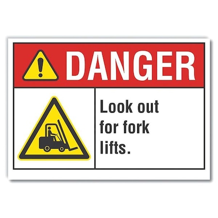 Lyle Lift Truck Traffic Danger Reflective Label, 10 in H, 14 in W, LCU4-0041-RD_14X10 LCU4-0041-RD_14X10