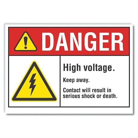 Lyle High Voltage Danger Label, 5 in Height, 7 in Width, Polyester, Horizontal Rectangle, English LCU4-0043-ND_7X5