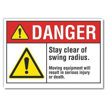 Lyle Stay Clear Danger Label, 5 in Height, 7 in Width, Polyester, Horizontal Rectangle, English LCU4-0064-ND_7X5