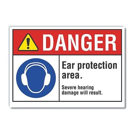 Lyle Hearing  Danger Label, 10 in Height, 14 in Width, Polyester, Horizontal Rectangle, English LCU4-0086-ND_14X10