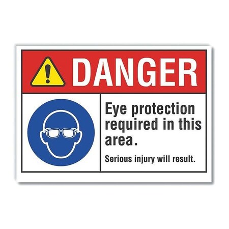 Lyle Eye  Danger Label, 3 1/2 in Height, 5 in Width, Polyester, Horizontal Rectangle, English LCU4-0088-ND_5X3.5
