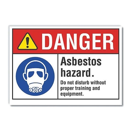 Lyle Asbestos Danger Reflective Label, 3 1/2 in H, 5 in W, English, LCU4-0101-RD_5X3.5 LCU4-0101-RD_5X3.5