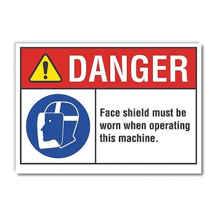 Lyle Face Mask Danger Reflective Label, 10 in Height, 14 in Width, Reflective Sheeting, English LCU4-0093-RD_14X10