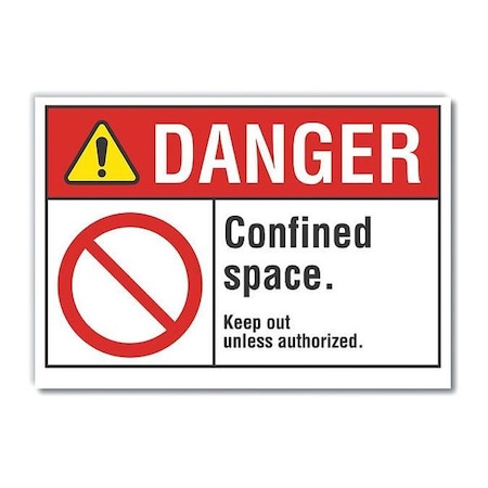 Lyle Confined Space Danger Label, 3 1/2 in H x 5 in W, Polyester, Horizontal Rectangle LCU4-0117-ND_5X3.5