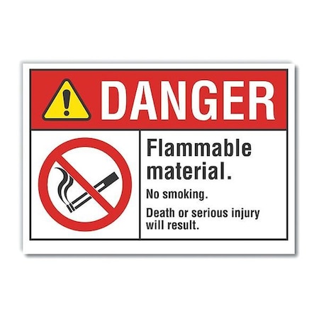 Lyle Flammable Material Danger Label, 10" H, 14 in W, Polyester, Horizontal Rectangle, LCU4-0125-ND_14X10 LCU4-0125-ND_14X10