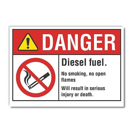Lyle Diesel Danger Label, 7 in Height, 10 in Width, Polyester, Vertical Rectangle, English LCU4-0124-ND_10X7